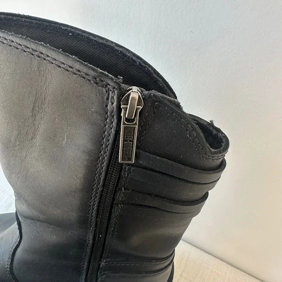 Harley Davidson Womens Black Leather Biker Boots Square Toe Side Zip Size 8.5 - Picture 6 of 8